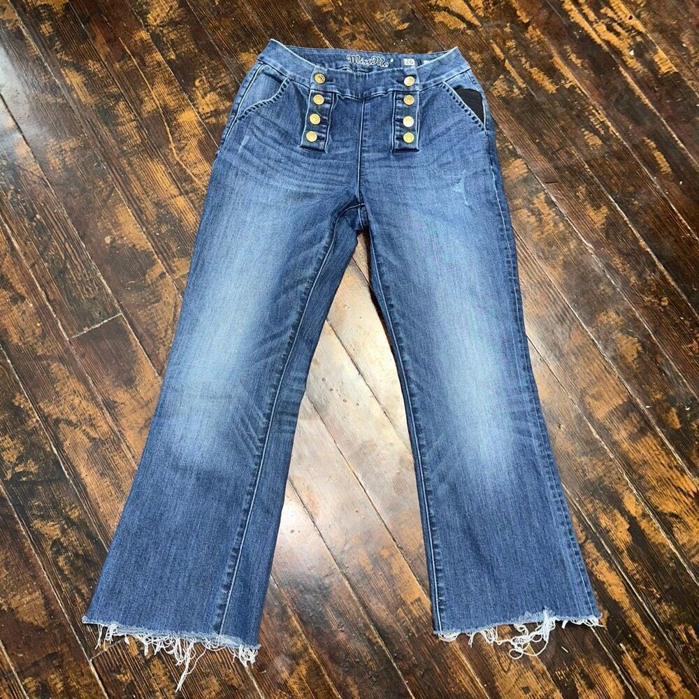 Miss me distressed size 26 wide leg high rise sailor button jeans
